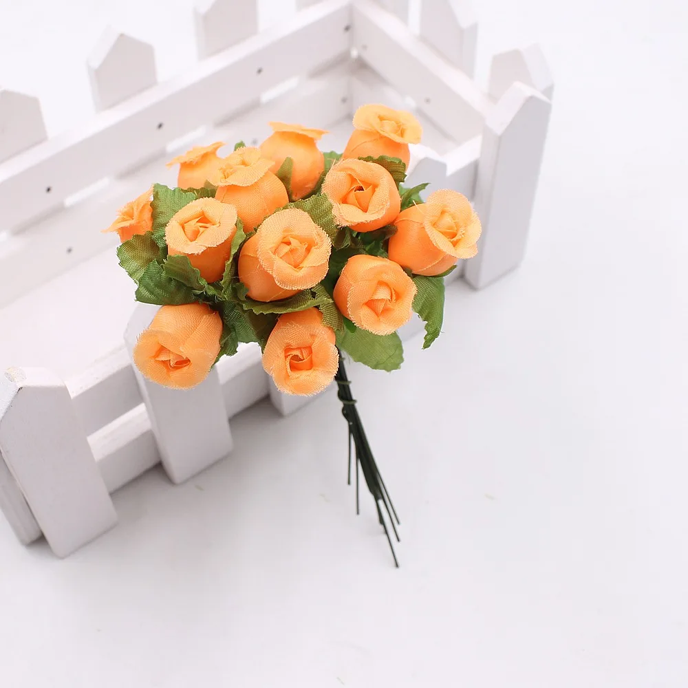 144 шт Искусственный Букет роз из шелка Свадебные украшения DIY цветок Huan обрезание Ремесло Искусственные цветы украшение искусственные цветы - Цвет: Оранжевый