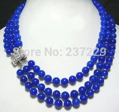 

DD Wholesale price FREE SHIPPING ^^^ Excellent 3 rows lapis lazuli silver clasp necklace