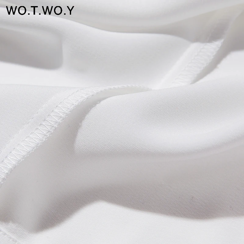WOTWOY Long Sleeve White Blouse Women Casual Chiffon Blouse Shirt Women Spring Summer Kimono Tunic Tops Feminino Blusas Harajuku