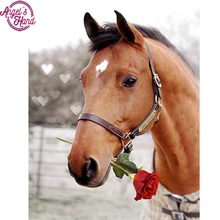 DIY фото на заказ Алмазная вышивка крестиком на рисунке, 5D Алмазная мозаика Алмазная вышивка, лошади Роза рукоделие для украшения дома, искусство