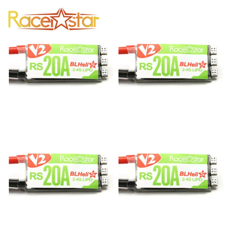 Горячая Новинка 4 шт. Racerstar RS20A V2 20A Blheli_S OPTO 2-4S ESC поддержка Oneshot42 Multishot для FPV Racer Drone