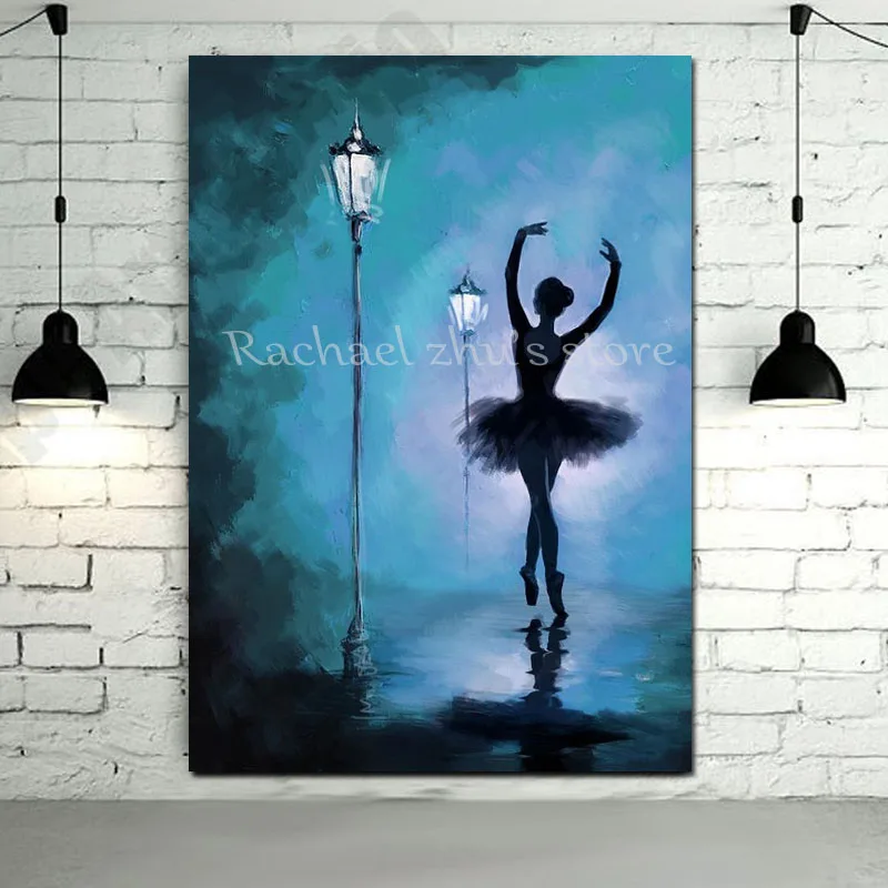 Hand Painted Modern Abstract Ballerina Oil Paintings On Canvas Dancing
