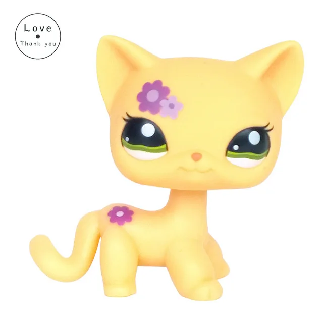 44 Lps настоящий редкий pet shop игрушки прекрасный Редкий черный Кот Голубые глаза белый розовый блеск котенок животные Детский подарок - Цвет: 44