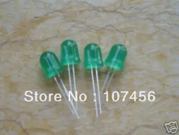 

100pcs 10mm diffused green LED Light 10mm round type green Diffused LED 515~520nm,3.0~3.2v,400~600mcd,140-160deg