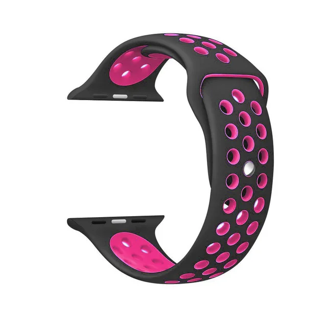 Спортивный силиконовый ремешок для apple watch 44 мм 40 мм 42 мм 38 мм браслет на запястье ремешок для часов iwatch серия 5 4 3 2 1 - Цвет ремешка: black pink