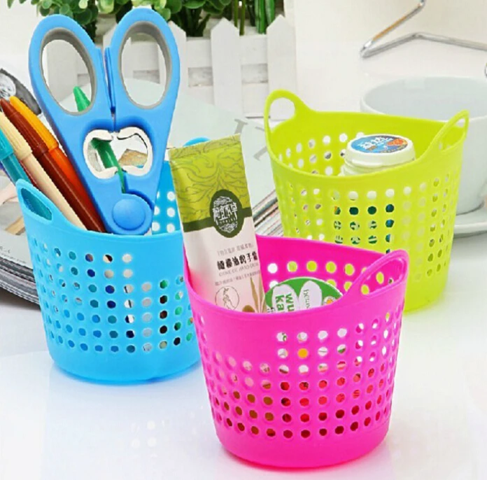 

2019 New High Quality Plastic Stationery Storage Basket Portable Decor Desk Hot Useful Organizer Fashion Home Party