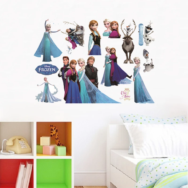 Disney Olaf Sven Kristoff Hans Anna Elsa Princess Frozen Theme Wall Stickers Kids room bedroom accessories Home Decoration