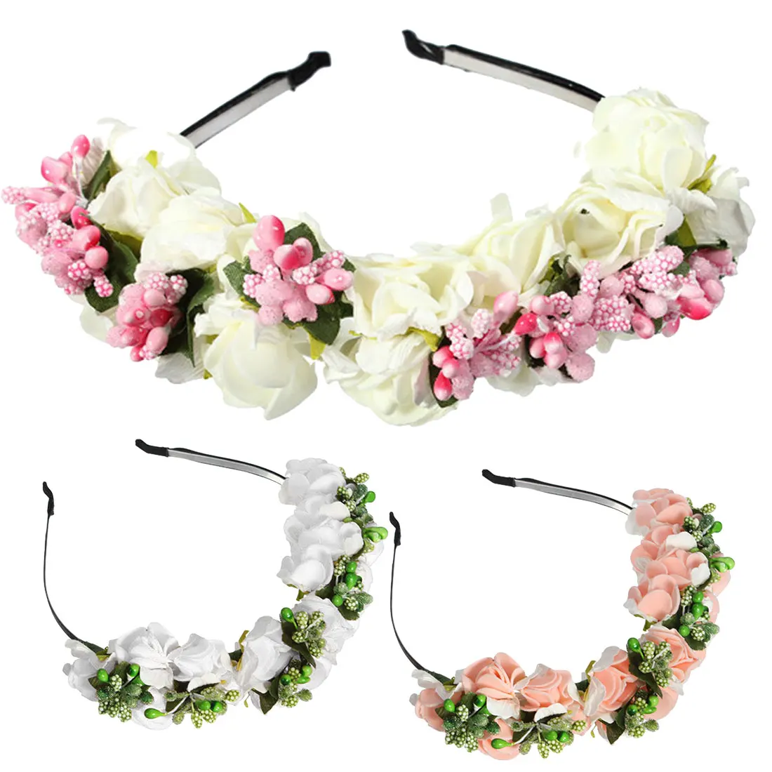 Women Flower Hairbands Wedding Party Floral Headbands For Girls Plastic
