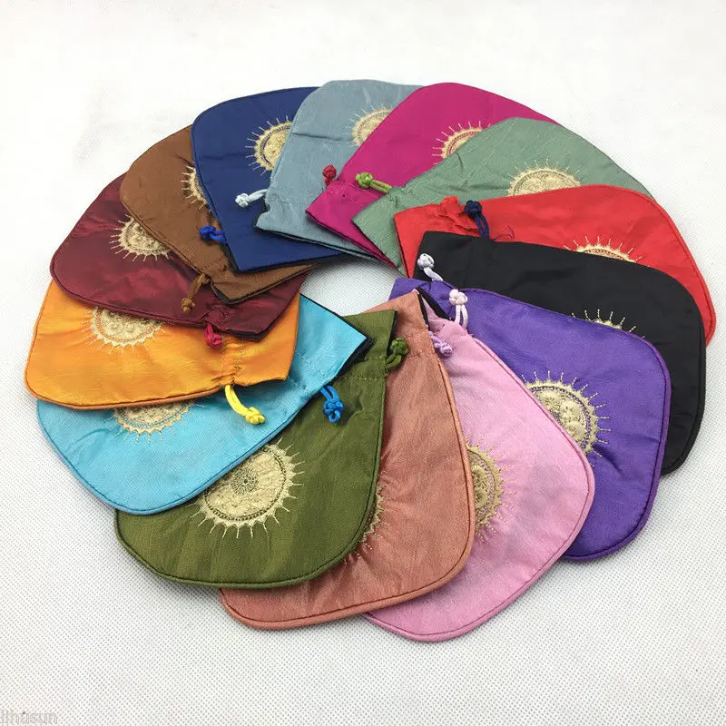 Wholesale10pcs Chinese Handmade Embroidered Silk Jewelry Bag &Phone