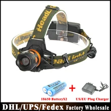 DHL FedEx, UPS 100 шт./лот Рыбалка свет Q5 LED10W и двойной светло-голубой свет поиска зум яркий свет Фара перезаряжаемые