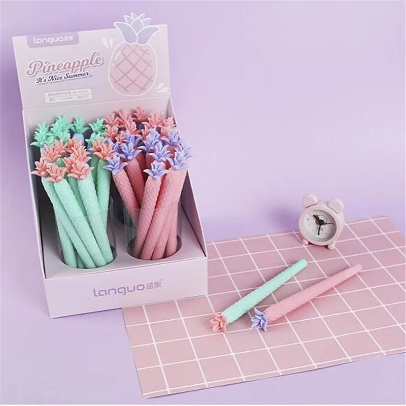 

48 Pcs Gel Pens Candy Pineapple Black Colored Kawaii Gift Gel-ink Pens Writing Cute Stationery Office School Supplies