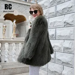 [Rancyword] роскошный Для женщин пальто куртки натуральным лисьим мехом куртки для девочек с натуральным лисьим мехом верхняя одежда Женская