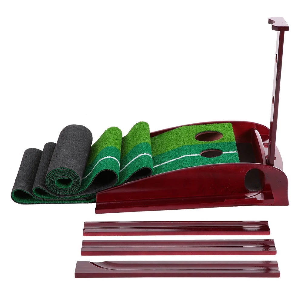 Trainer Practice Set Training Mat Indoor Putting Green Golf Putter with Double Holes Gravity