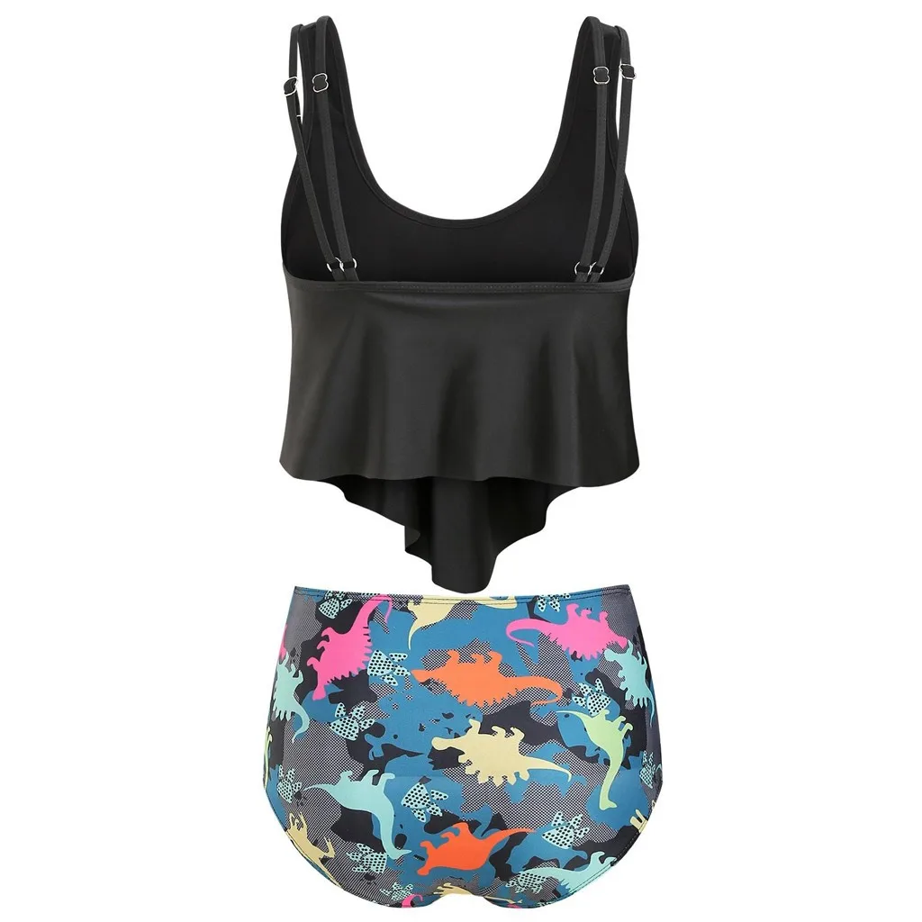

Women Dinosaur Printed Sets Bikini Two Pieces Black Swimwear Push-Up Padded Swimsuit salidas de playa para mujer plavky 2019