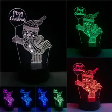 Рождество Декор Снеговик 7 цветов Изменение лампа 3D визуальный индикатор Ночные светильники Детские Lampara лампе Детские спальные Освещение подарки
