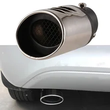 Car Stainless Steel Chrome Round Tail Muffler Tip Pipe Automobile Exhaust Pipes Tips With Net Outside Diameter 6cm