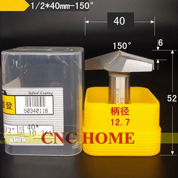 

150 degree Arden Wood Router End Mill CNC Engraving V Groove Bit Milling Cutter 1/2*40mm 12.7mm Shank