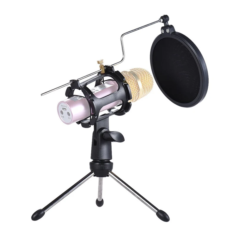 Professional Mic Stand Adjustable Microphone Holder With Windscreen Filter Studio Audio Microphone Stands Desktop Mic Holders