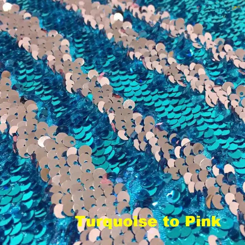 B · Y 1 ярд Королевский синий до Серебряный Реверсивный Русалка Рыбная чешуя блестящая ткань для платья Подушка одежда фон - Цвет: Turquoise to Pink