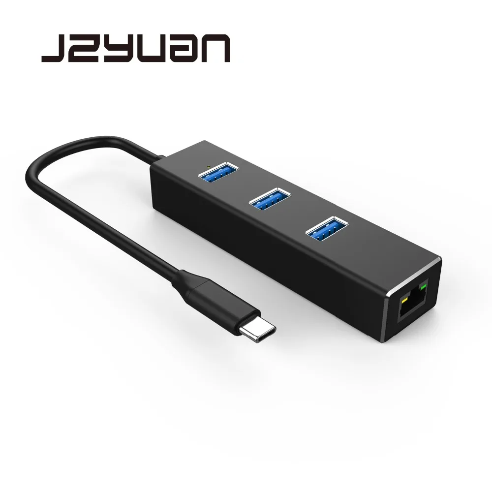 JZYuan USB C to Ethernet Adapter For MacBook Pro With Type C USB 3.0 HUB 3 Ports RJ45 Gigabit Network Card Lan Switch Adapter JZYuan USB C to Ethernet Adapter For MacBook Pro With Type C USB 3.0 HUB 3 Ports RJ45 Gigabit Network Card Lan Switch Adapter