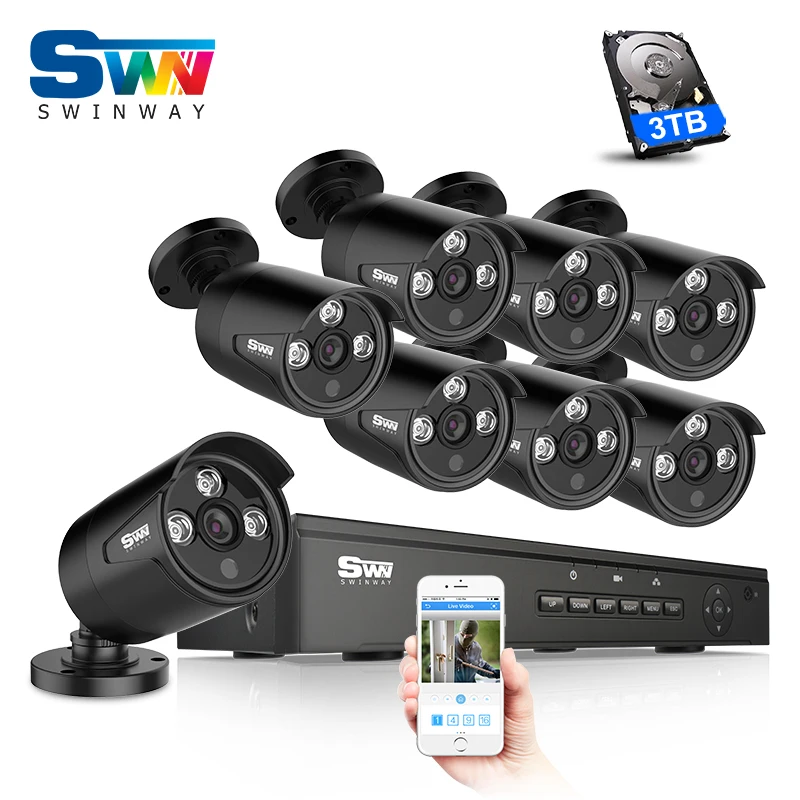 

Newest Plug&Play 8CH POE Video Surveillance SystemOnvif 1080P HD IR Outdoor Waterproof Security POE IP Camera System Emali Alarm