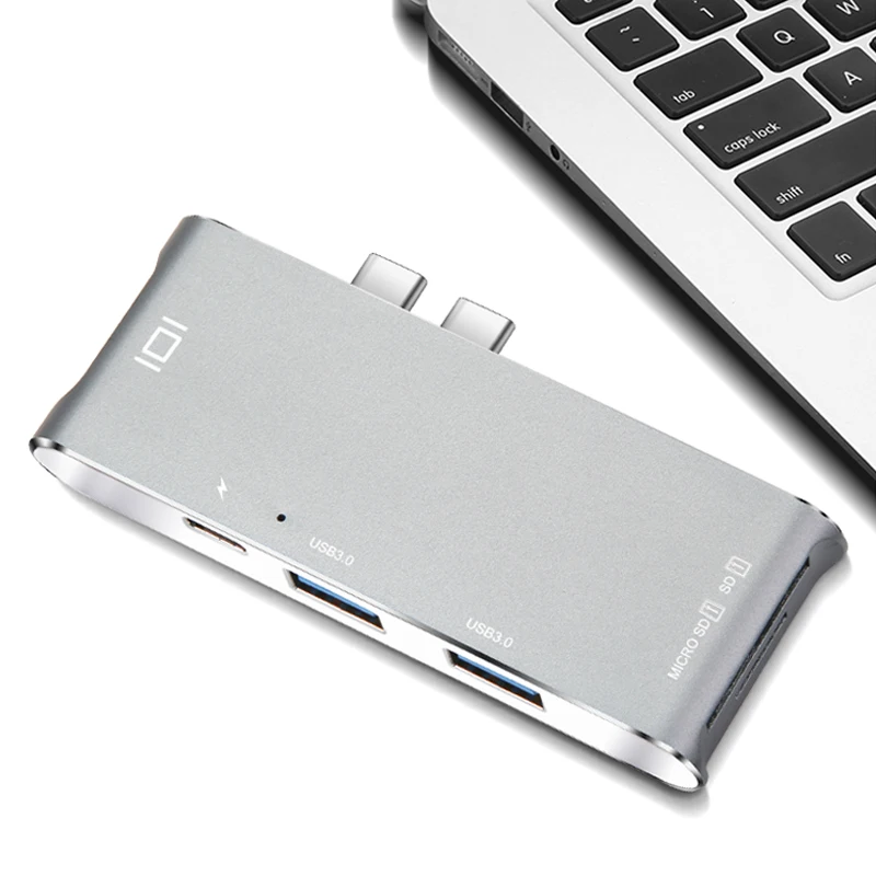 Тип C многофункциональный конвертер USB концентратора двойной разъем Алюминий