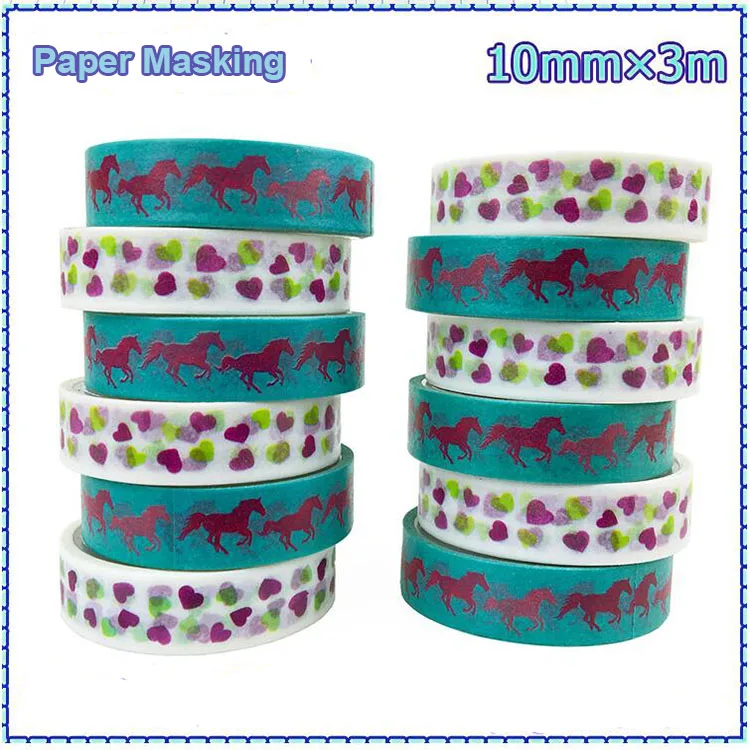 2 pcs/lot Horse and Love Pattern Paper Masking Tape ...
