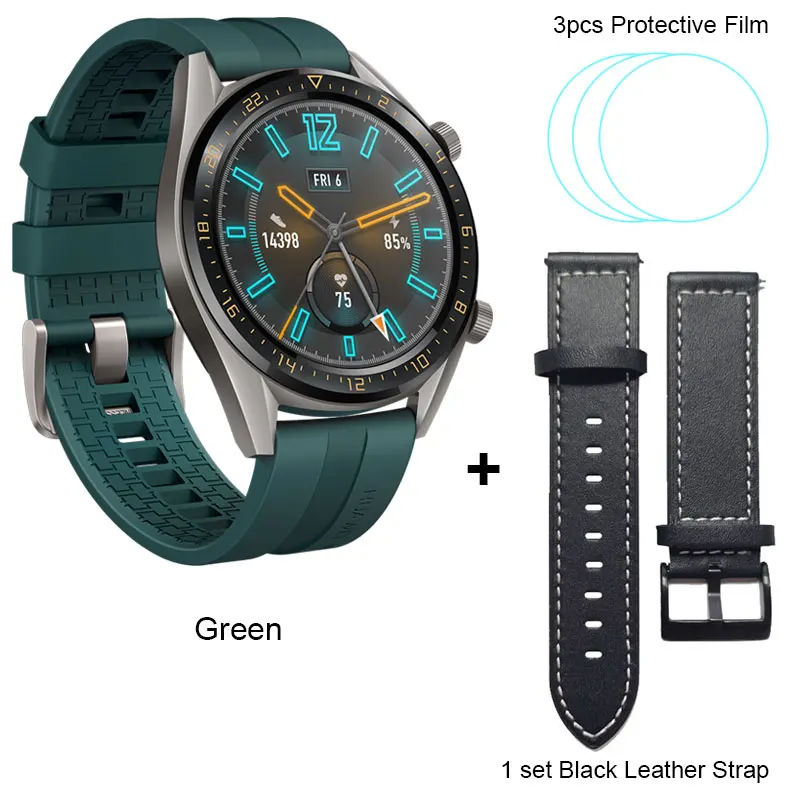 Huawei Watch GT Смарт-часы 1,3" gps nfc поддержка 14 дней Срок службы батареи Водонепроницаемый телефонный Звонок трекер сердечного ритма для Android iOS - Цвет: GreenAdd BlackStrap