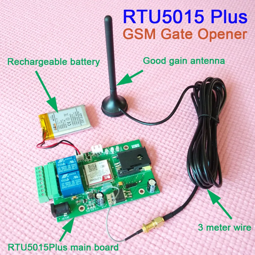 Huobei RTU5015 Plus GSM Gate Opener Backup battery for power failure alarm Relay Switch Remote Access Control board app