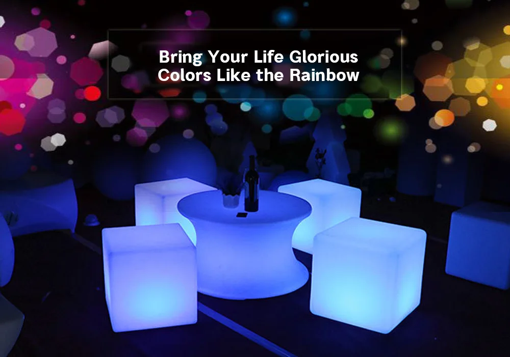 Светодио дный светодиодный куб перезаряжаемый беспроводной декоративный свет светящийся Стул 16 цветов Пульт дистанционного светодио дный управления Креативный светодиодный свет куб светящийся стул