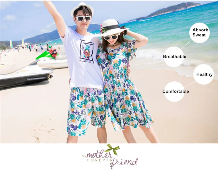 Family Matching Clothing Bohemian Pineapple Printed Mother Daughter Dress Dad Son Boys Tshirts And Shorts 11