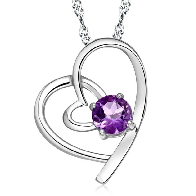 New Silver Plated Crystal Love Heart Necklace Pendant for women fashion jewelry (not match chain)