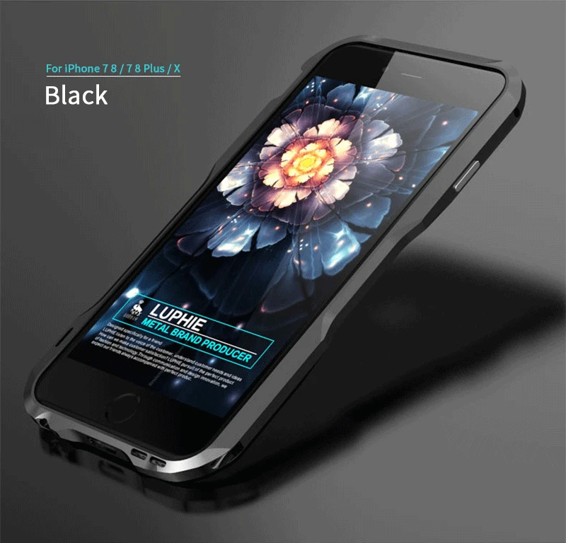 LUPHIE Shockproof Case Cover For iPhone X 8 7 Plus Metal Bumper Armor Case (8)