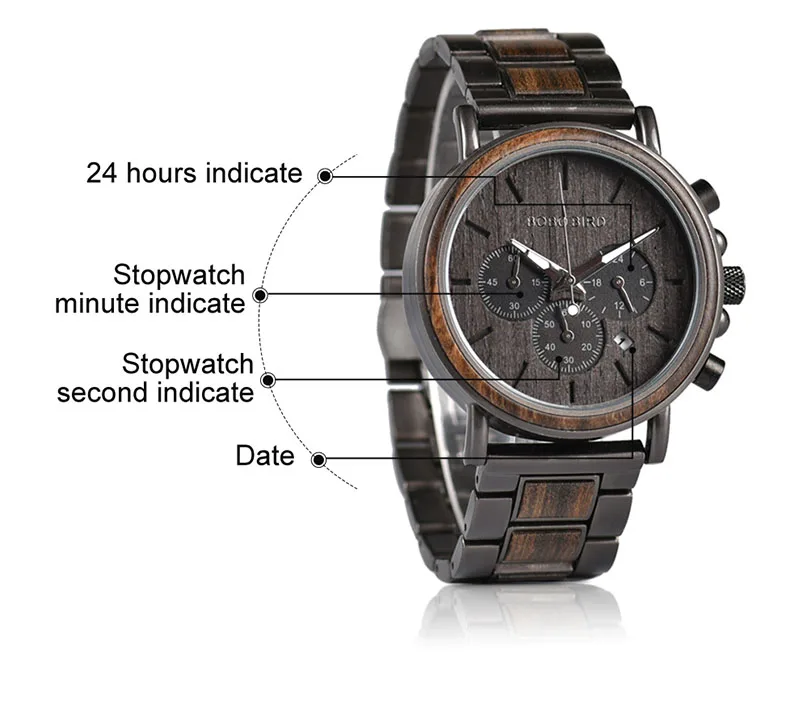 *Wooden Chronograph Watches Relogio Masculino