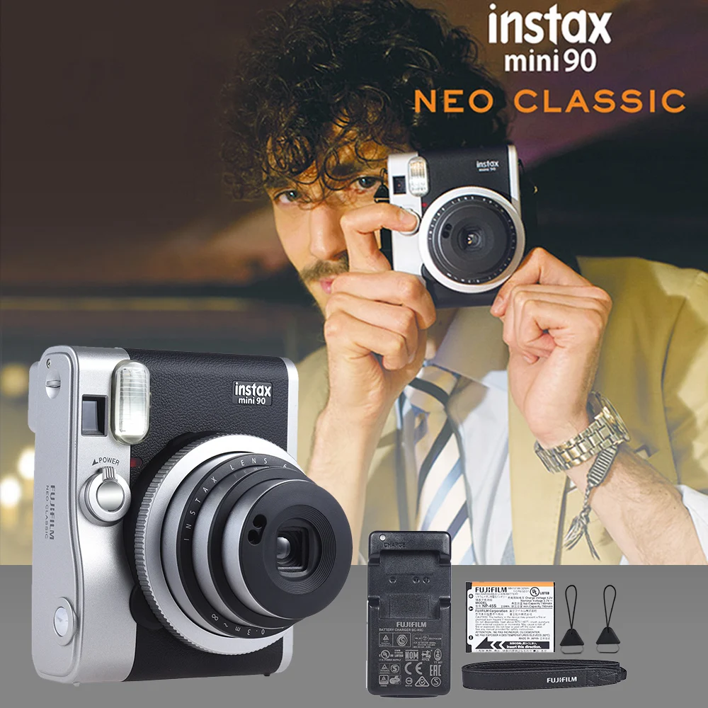 Fujifilm Instax Mini 90 Neo классическая фотокамера моментальной печати с ЖК-экраном с поддержкой Макросъемки со вспышкой 2 затвора