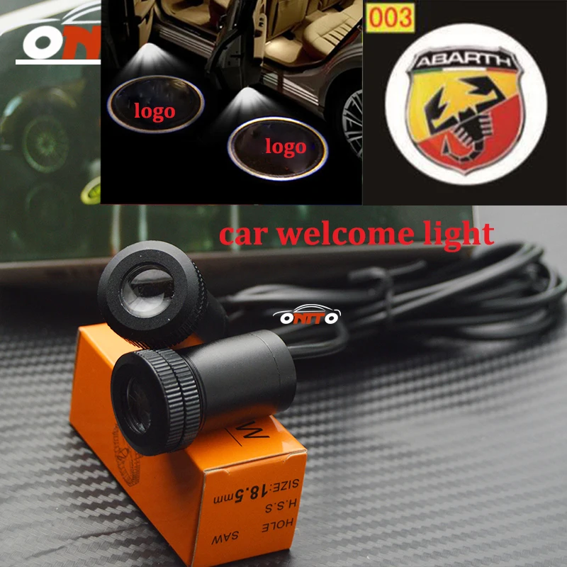 

2pcs Car LED Door Warning Light Ghost Shadow Light Welcome Lamp Logo for ABARTH for Fiat Punto 500 Stilo Bravo Ducato