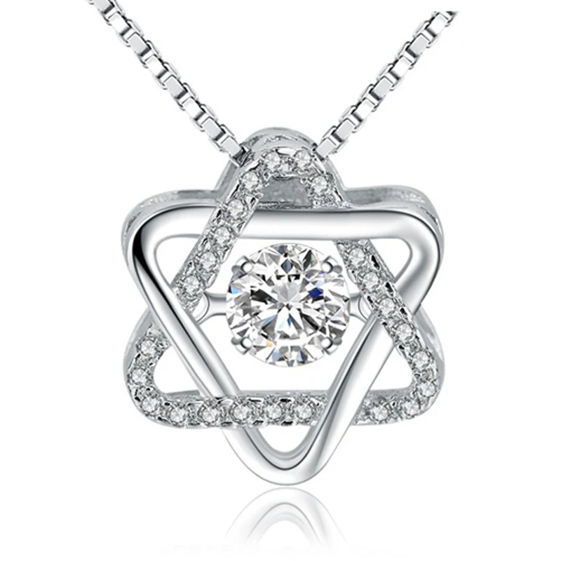 

Wholesale Pendant Sterling Silver Chain Zircon Diamond Jewelry Wholesale Dynamic Star of David Clavicle Necklace 925 Pendant