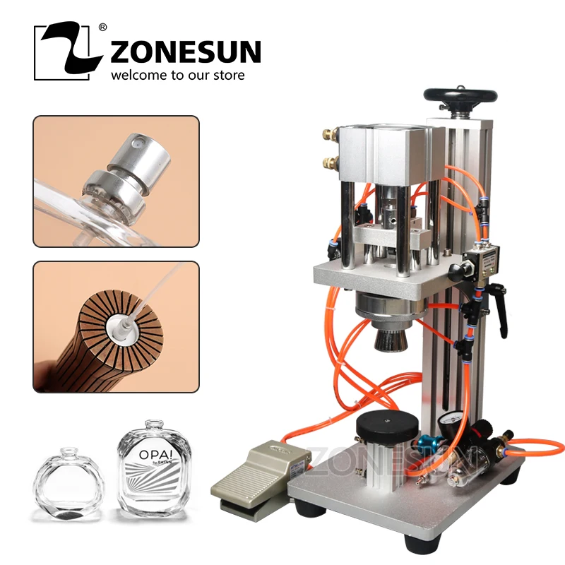 ZONESUN пневматические флакон для парфюма обжимной Кепки пинг машины жидкости Алюминий спрей для полости рта Кепки Sealer крышкой Кепки блокировки машины