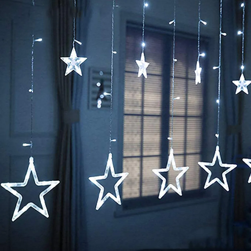 4m Led Curtain String Light Window Stars Romantic Lamp Christmas