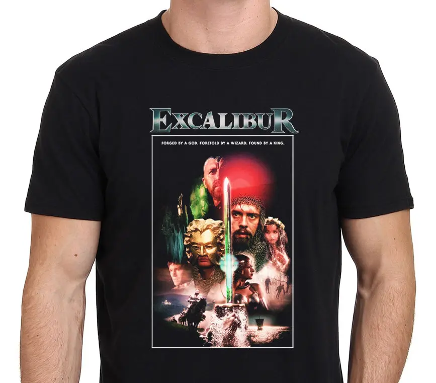 Смешные футболки Короткие Excalibur Винтаж фильм Легенда короля Артура Для мужчин