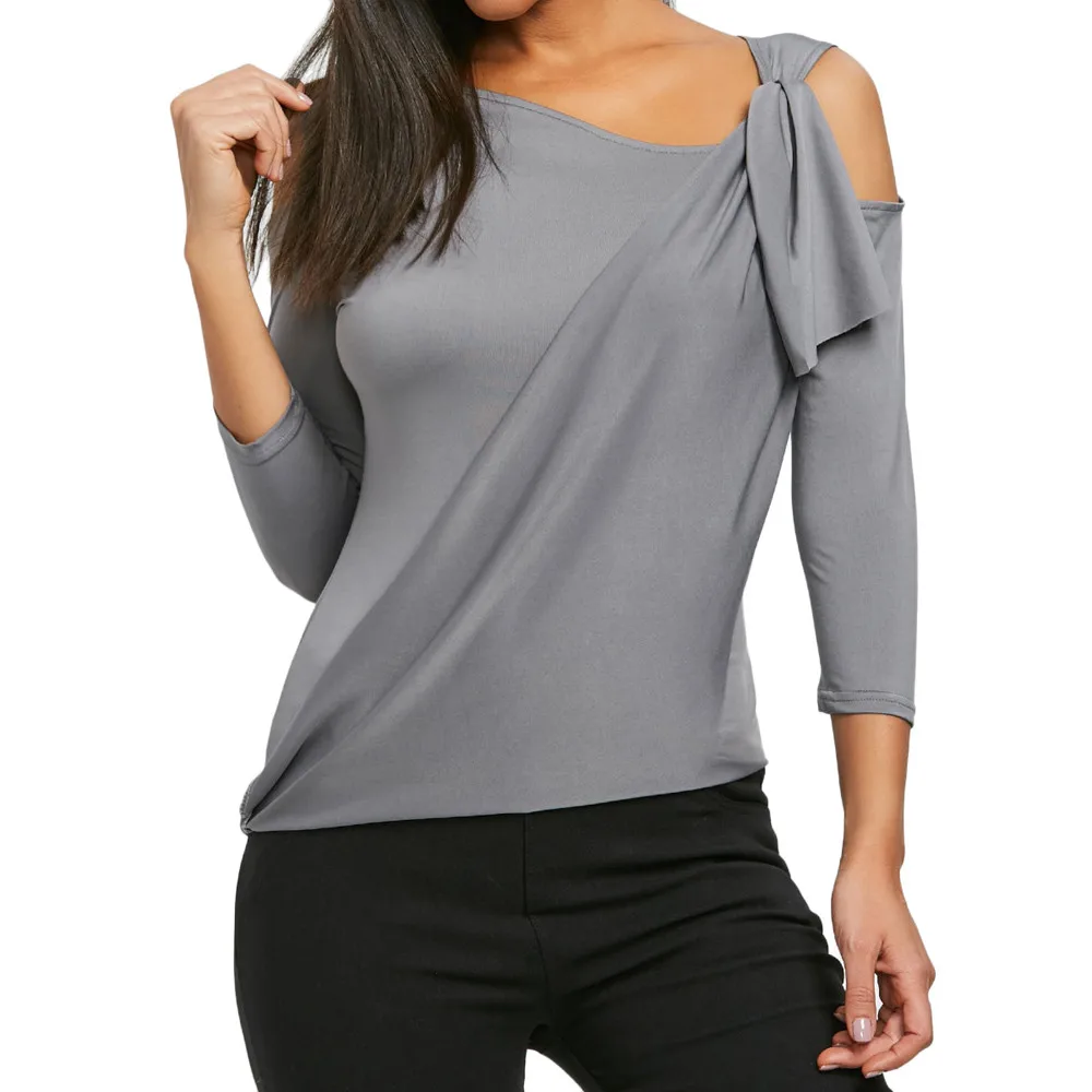 

Tops For Womens Tops and Blouses 2018 Streetwear One Shoulder Three Quarter Sleeve Top Tunic Ladies Harajuku Tee Shirt Clothing