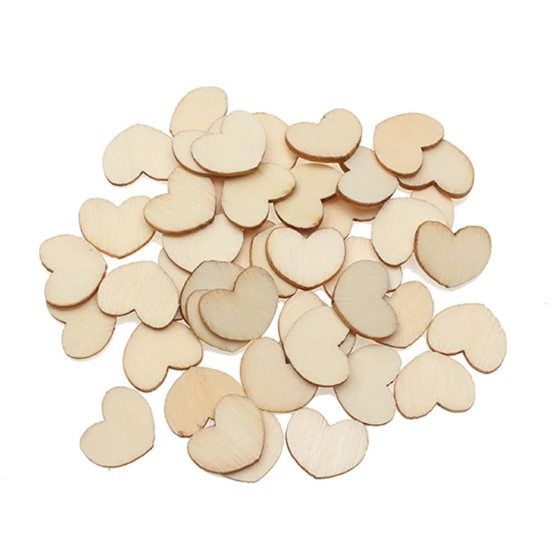 

200Pcs 15x12mm Woody Heart Embellishments MDF Unfinished Wood Scrapbooking For Craft Decoration Diy