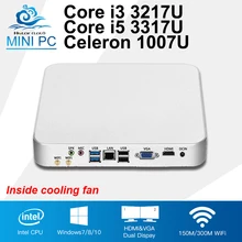 Вентилятор охлаждения Мини-ПК Intel Core i5 3317U i3 3217U Celeron 1037U Окна 10 компьютер Linux мини HD Графика офисные 4400 Desktop