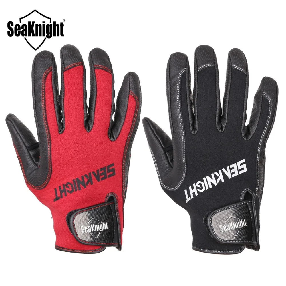 

SeaKnight SK02 PU Leather Fishing Full Finger Glove 1Pair/Lot X XL XXL Size Neoprene Anti-Slip Winter Gloves For Outdoor Fishing