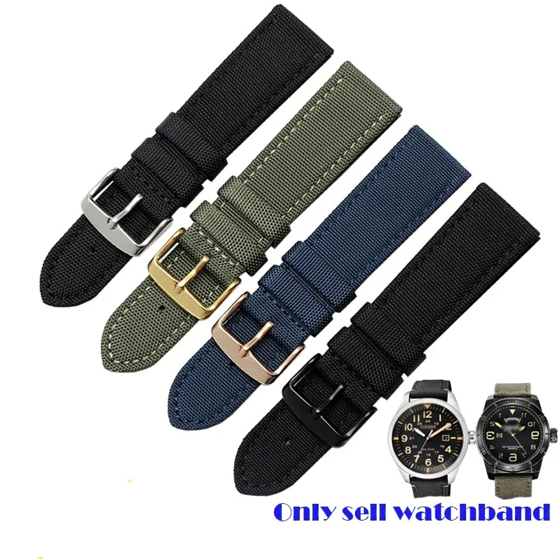 

18mm 20mm 22mm 24mm 3 colours nylon cancas sport padded watch strap butterfly clasp comfortable leather lining