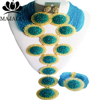 

Majalia Luxury Lake blue African Beads Jewelry Set Crystal Bea Bride Jewelry Nigerian Wedding Beads Jewelry Sets 10CP009