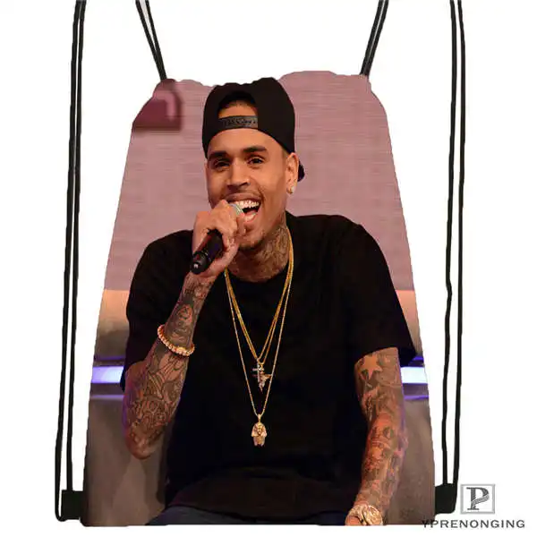 Drawstring Backpack Custom Chris-Brown-Royalty походная сумка на шнурке Cute Daypack Kids Satchel(черная спинка) 31x40 cm#180611-03-122 - Цвет: Drawstring Backpack