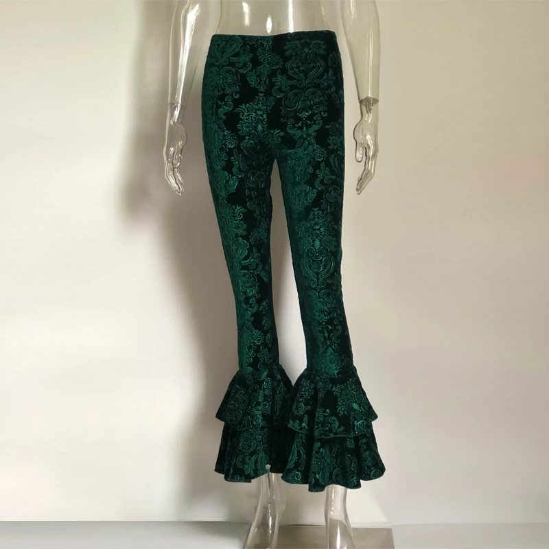 KGFIGU сексуальные велюровые расклешенные брюки с принтом Модные расклешенные брюки женские Повседневные Вечерние Стрейчевые брюки с высокой талией
