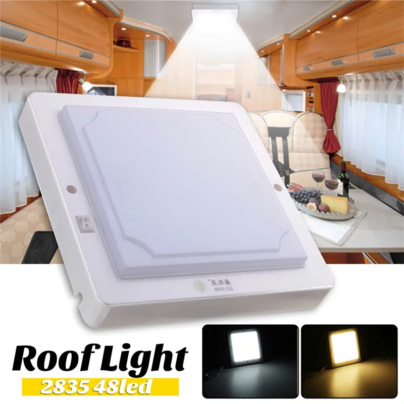 

12V 24V 10W LED Dome light Car interior Ceiling light Milky Cover Shell 48LEDS Roof lamp for Camper Van Boat