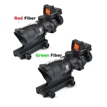 

Tactical Riflescope Hunting Rifle Scope Optic Sight ACOG 4X32 Airsoft Scopes Real Green Red Fiber Sight for Sniper Rifle Caza